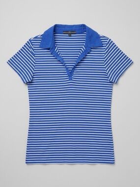 Navy Striped Women's Polo Top
